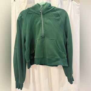 Lululemon Athletica Forest Green Half-Zip Hoodie Cropped